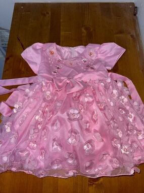 Pink Floral Tulle Baby Dress with Bow